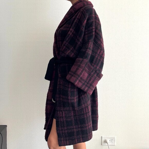 Diesel Red & Black Wool Coat Authentic Women - Picture 5 of 9